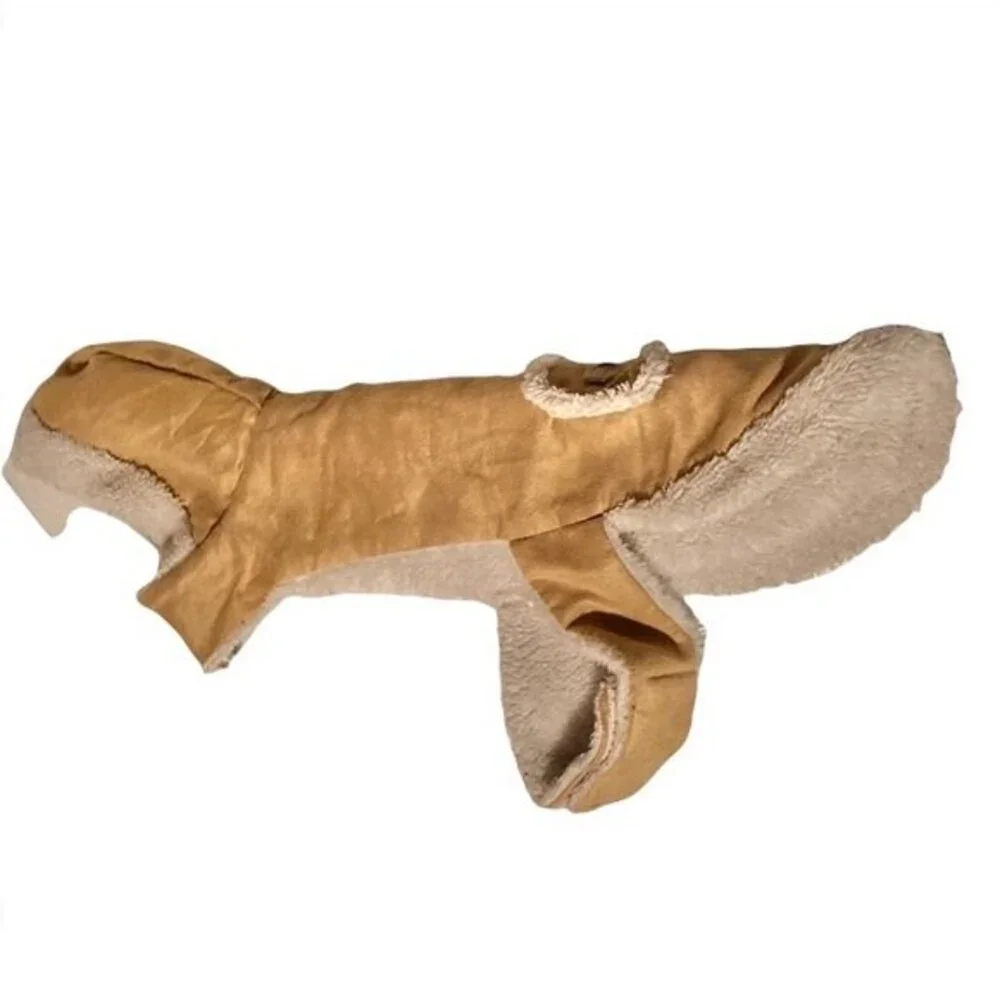 Faux Suede Fuzzy Fleece Dog Jacket Coat Small